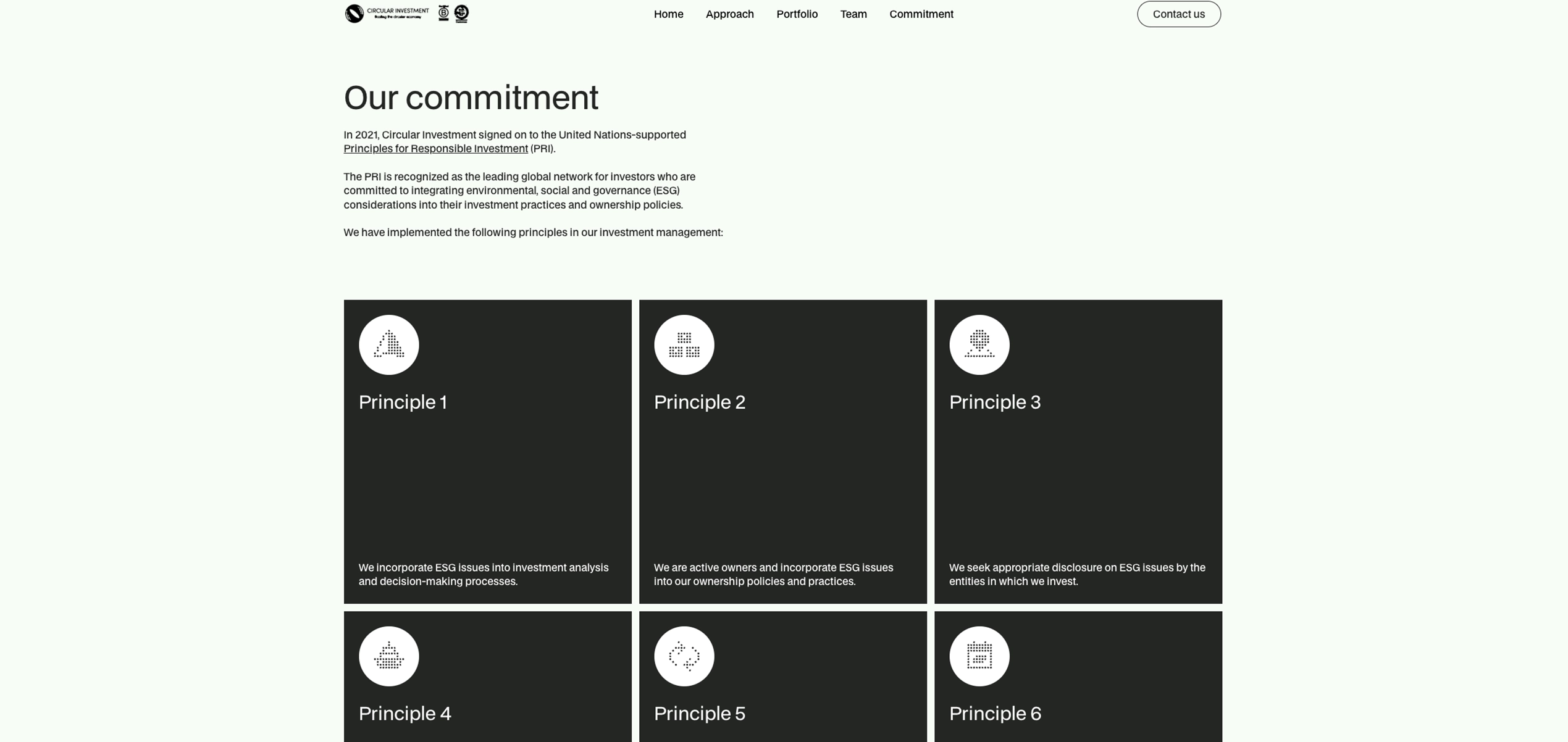 Circular Investment portfolio page