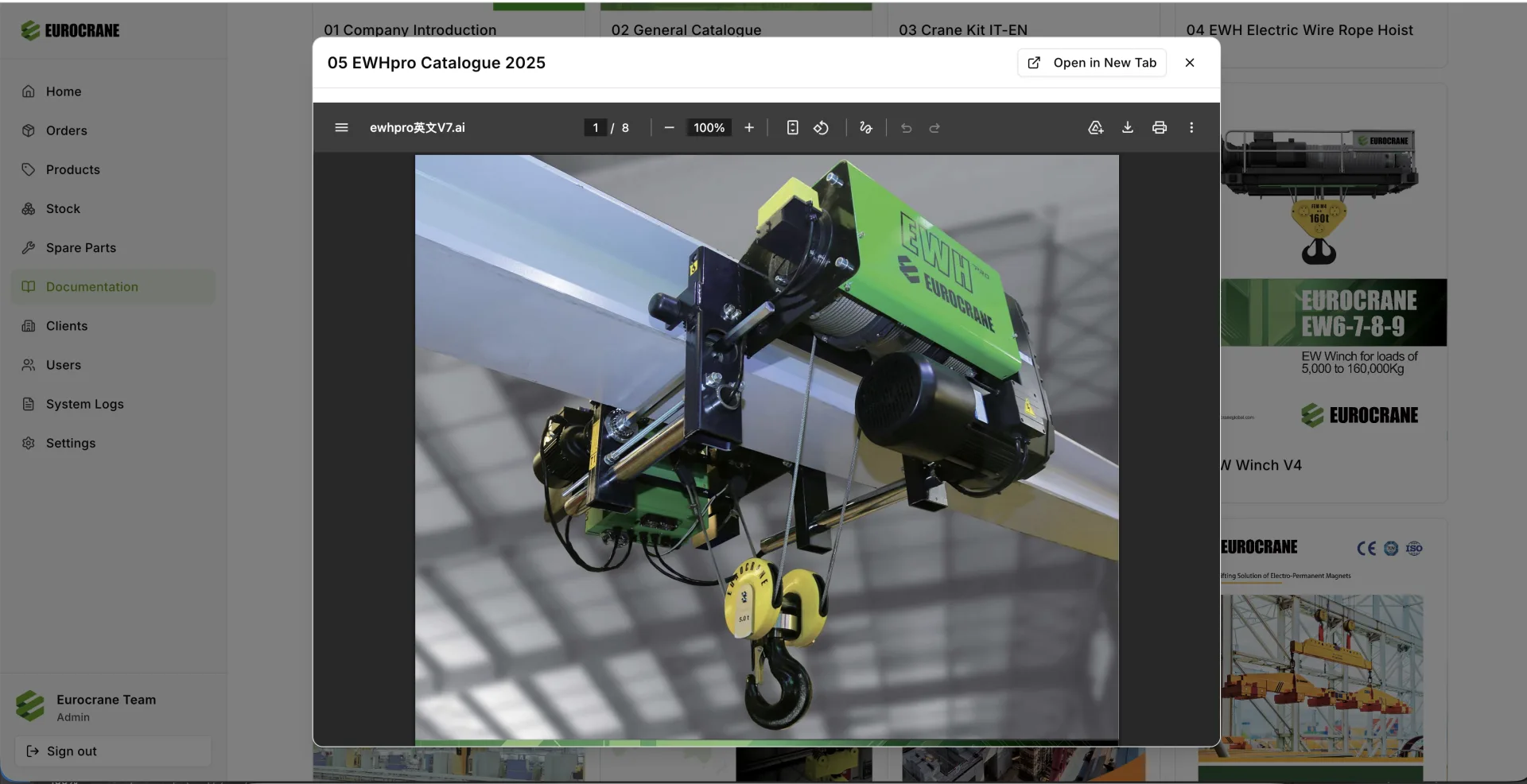 Eurocrane klantportaal screen 9
