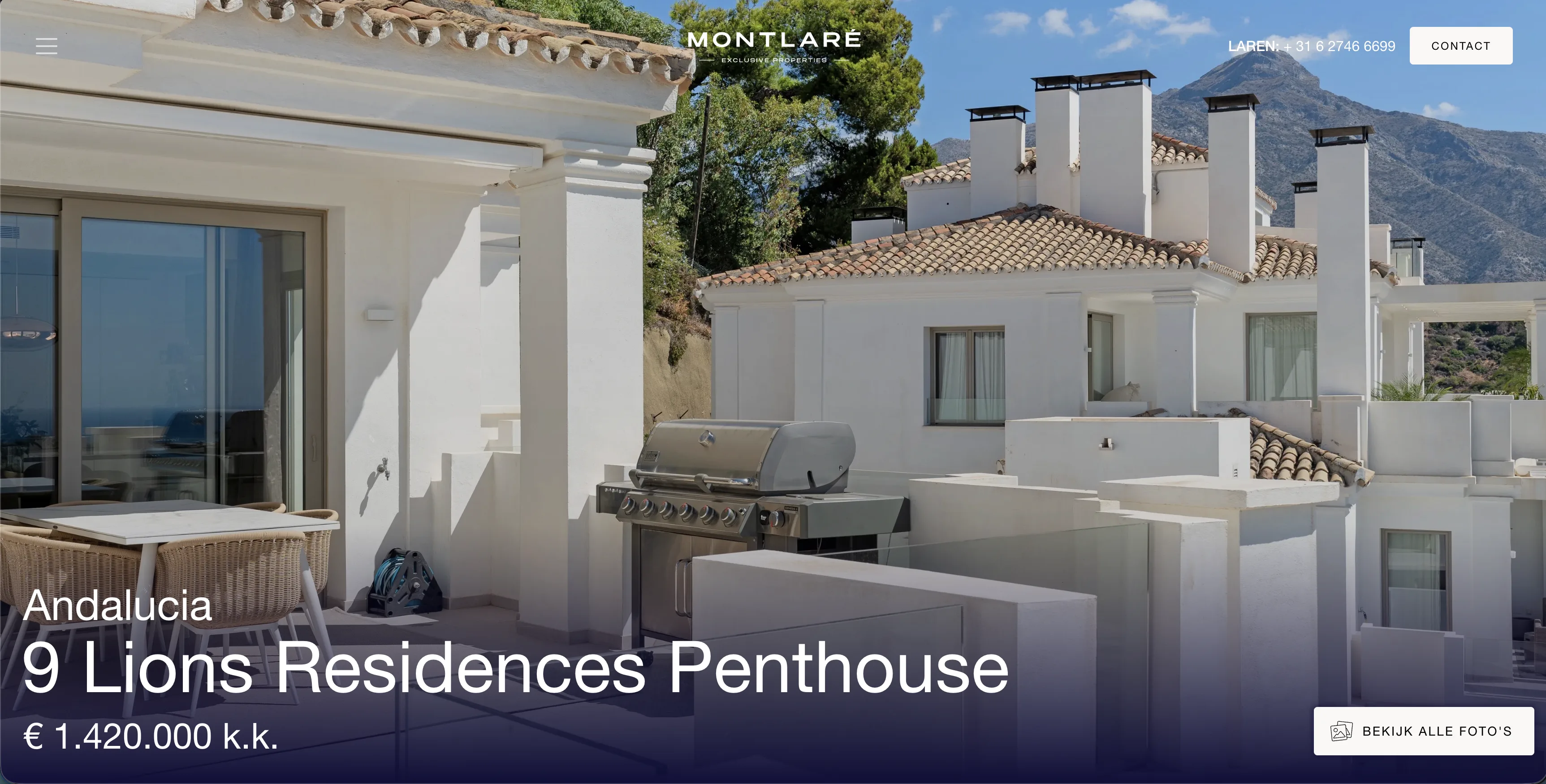 Montlaré navigatiemenu met aanbod per regio en pagina links