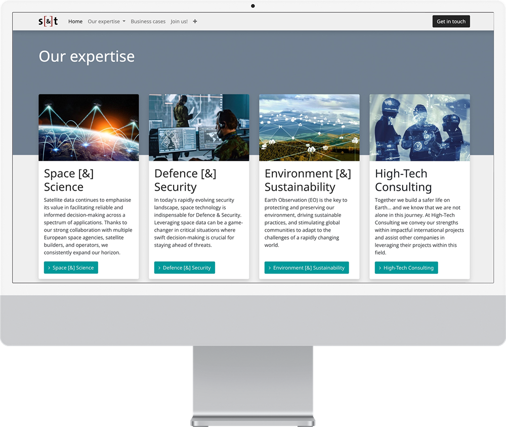 S&T Corporation expertise page on iMac