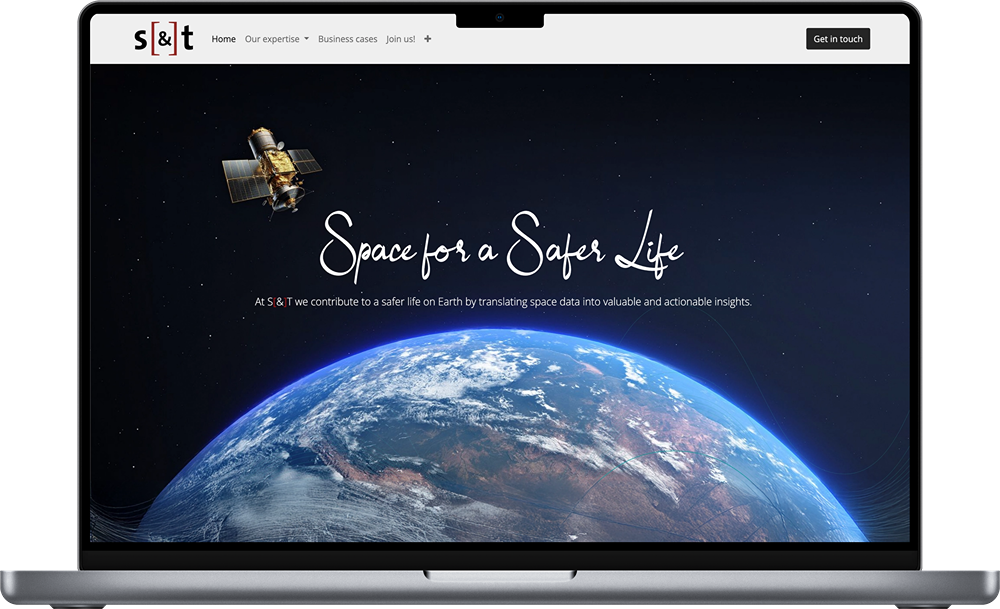S&T Corporation homepage on MacBook Pro