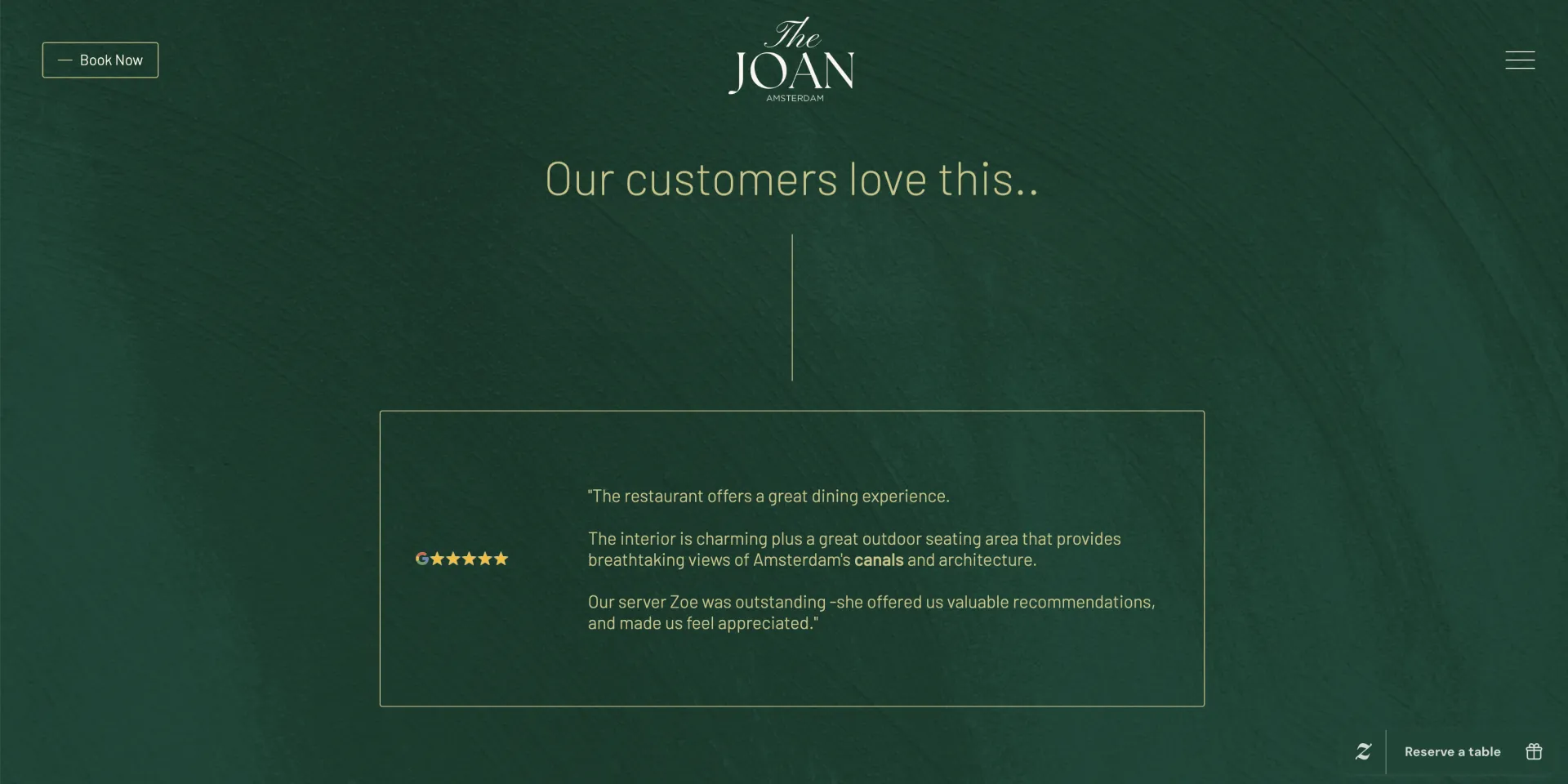 The Joan Amsterdam — website screenshot 6