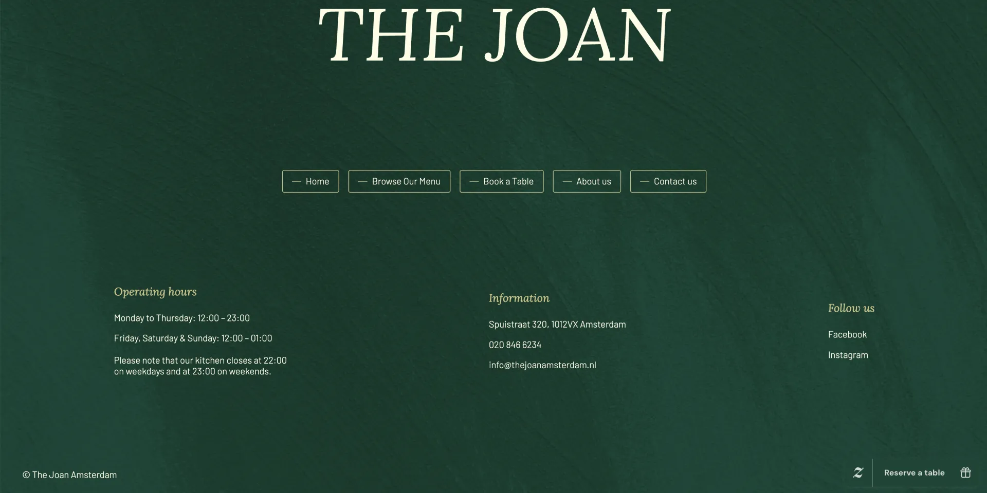 The Joan Amsterdam — website screenshot 8