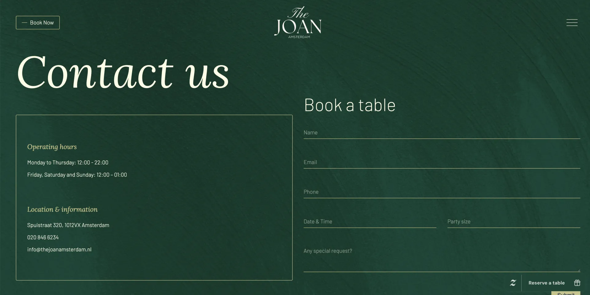 The Joan Amsterdam — website screenshot 12