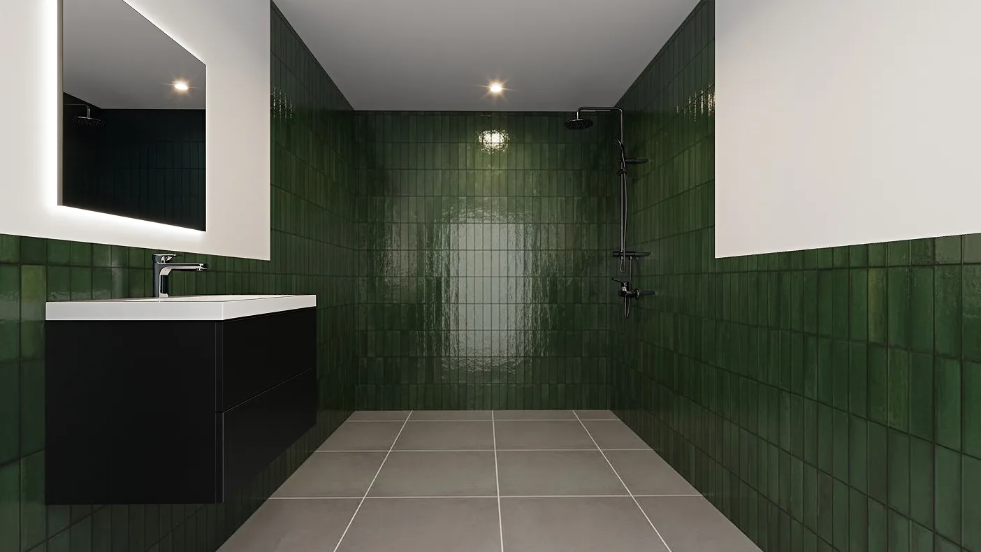 Trust Apartments - Badkamer met groene tegels