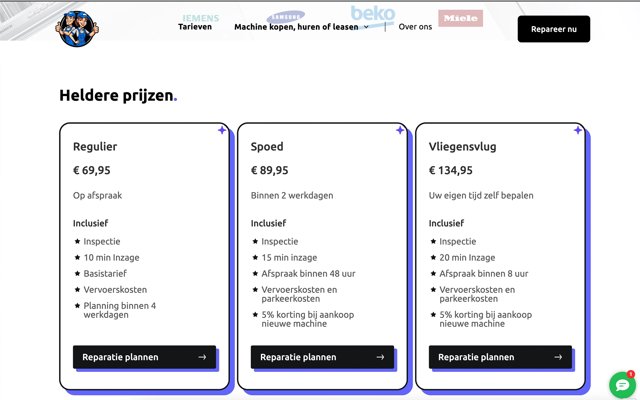 Witgoed Inspectie prijzen