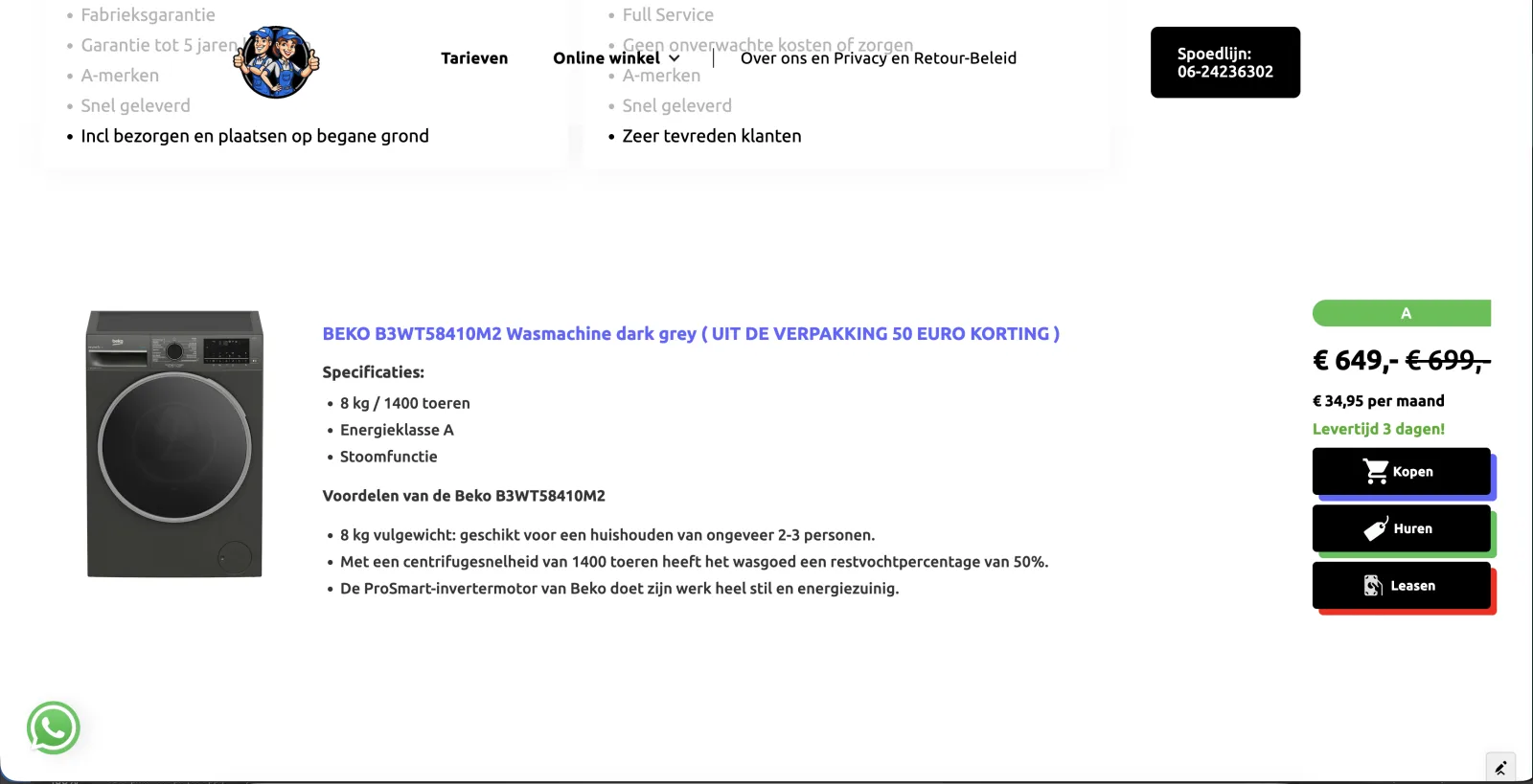 Witgoed Inspectie detail